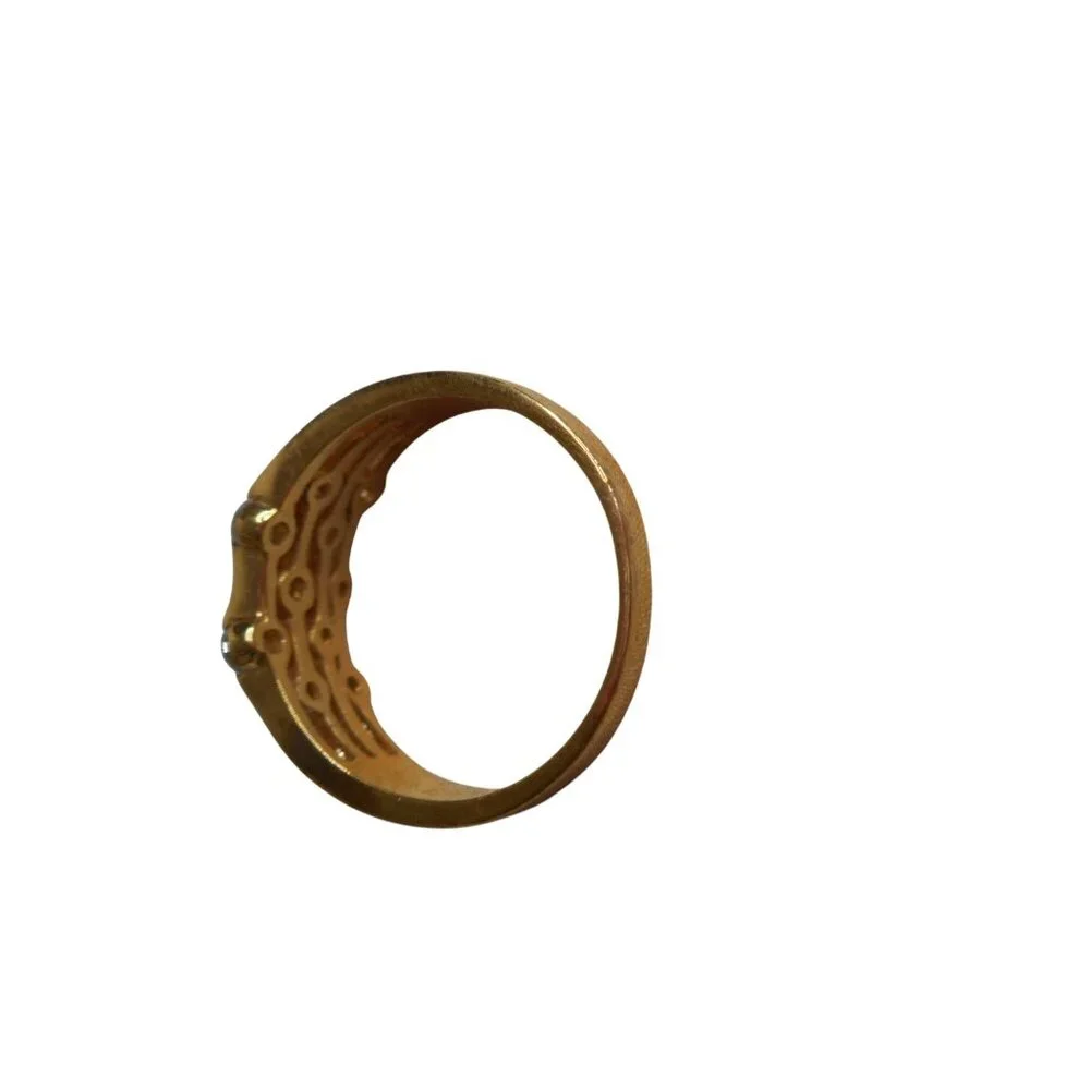 lia sophia CZ and gold tone wide ring signed Sz 7 / 7.5 / 8 - Picture 3 of 6
